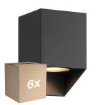 Lot 6x Nordlux Nico Applique Murale Carré Aluminium Noir | Convient pour 1x GU10